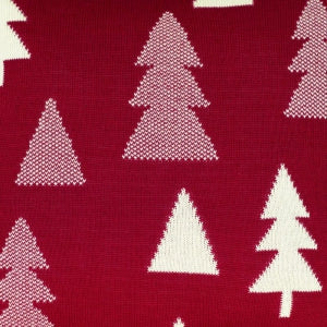 Deka pletená SUOMI stromčeky červená smotanová