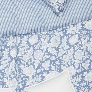 Obliečky SATÉN PLUS rastliny prúžky modrá