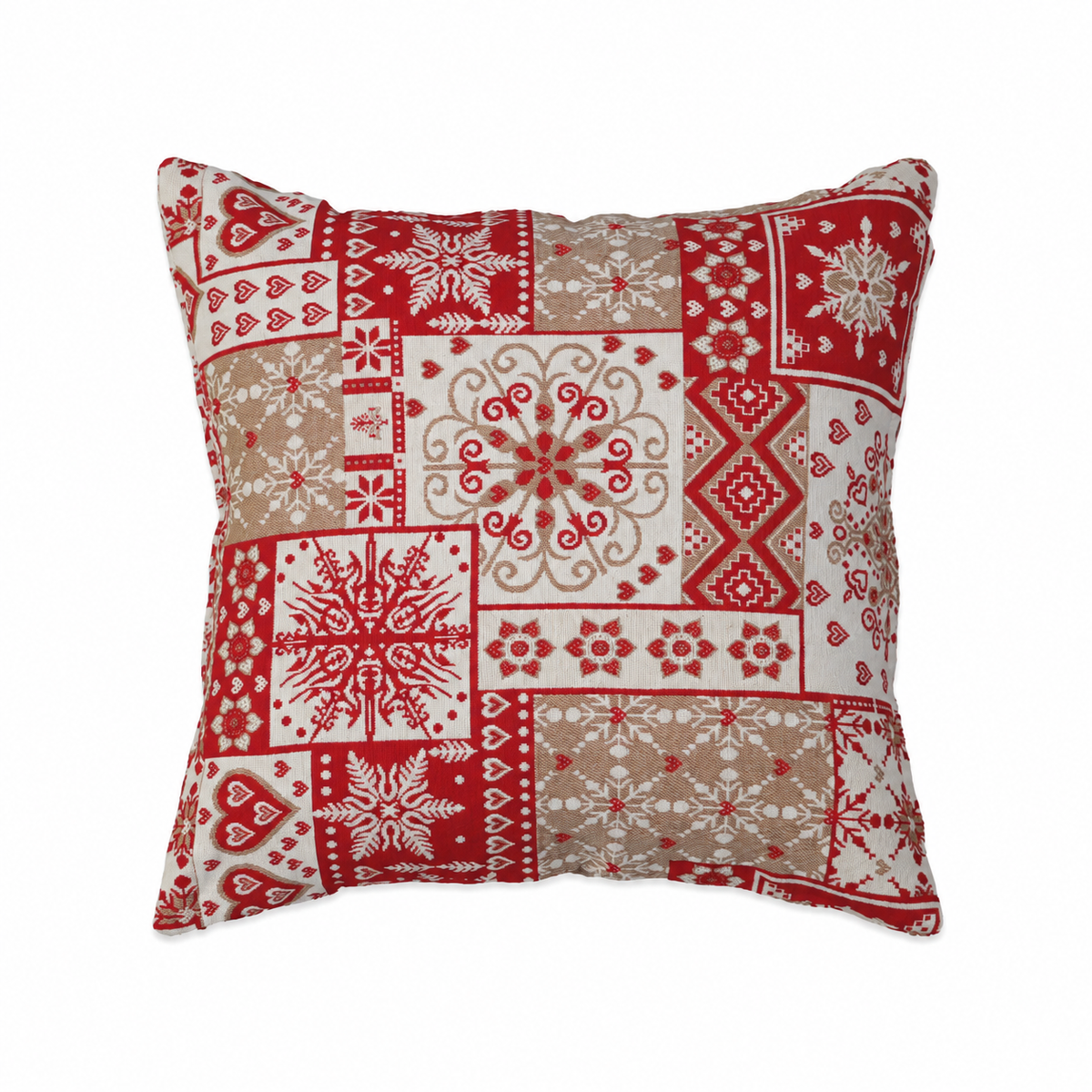 Dekoračný návlek MOTIV patchwork červená béžová