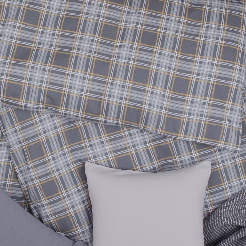 Obliečky KLASIK káro sivá žltá