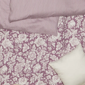 Obliečky SATÉN PLUS rastliny prúžky fialová