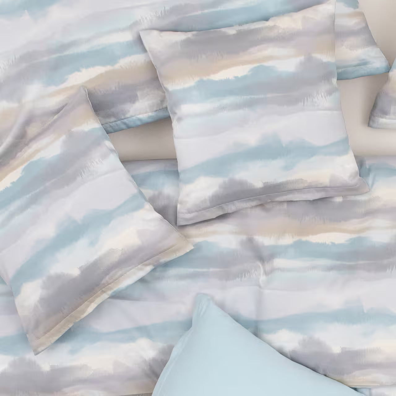 Obliečky FLANEL akvarel modrá sivá