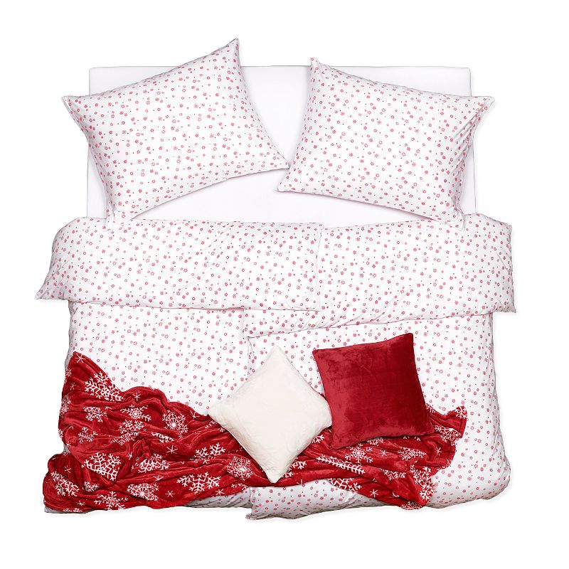 Obliečky JERSEY vločky červená