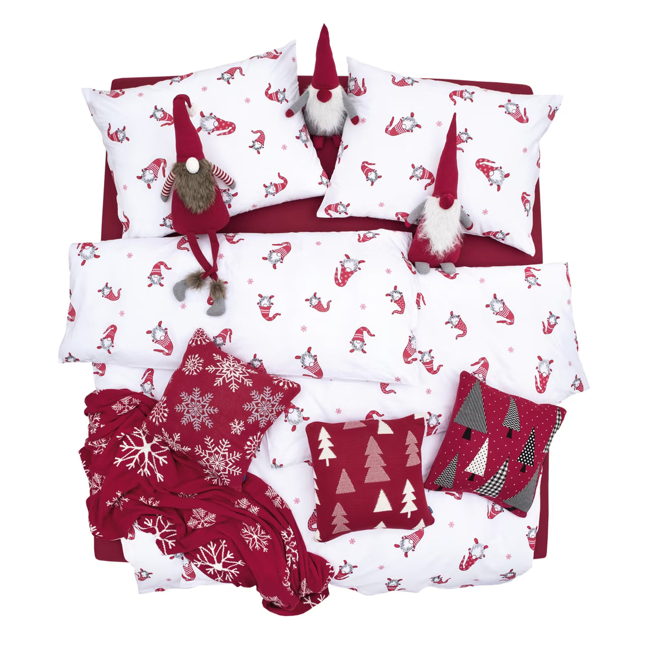 Obliečky KLASIK elfi biela červená