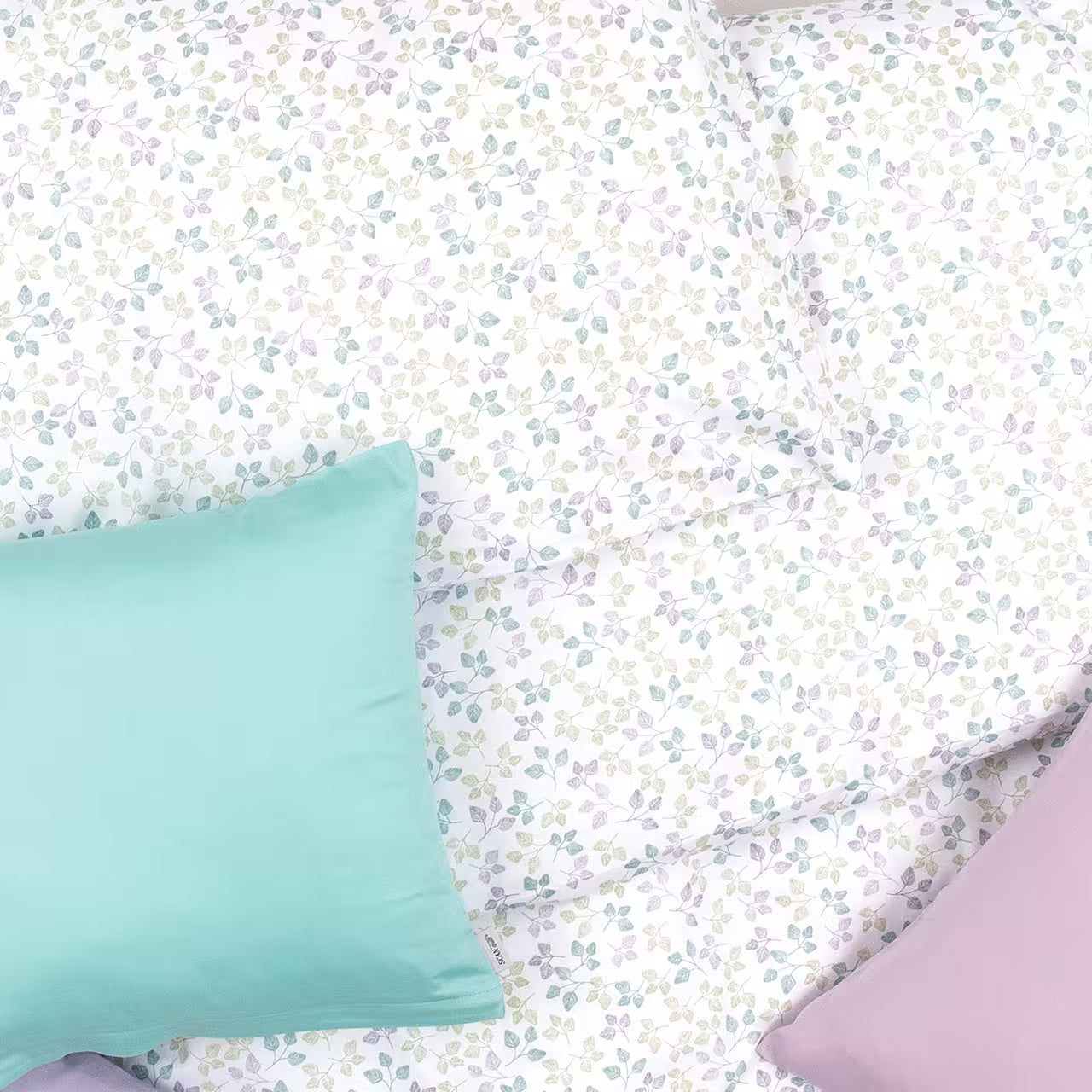 Obliečky KLASIK lístočky biela pastelová