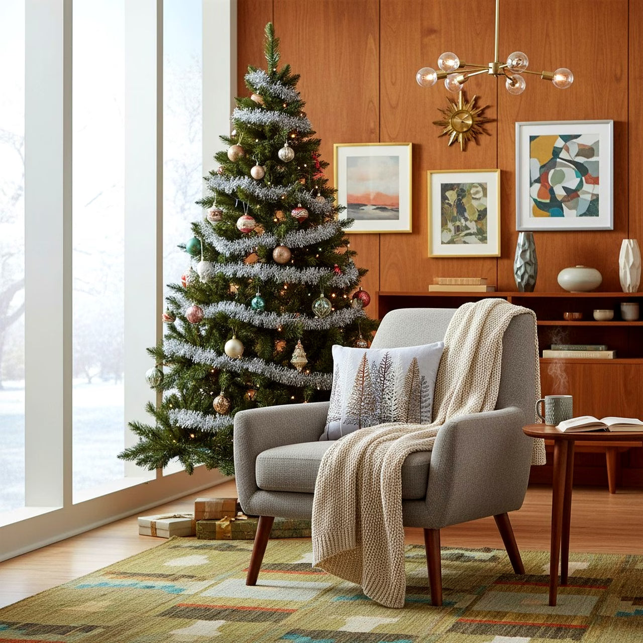 Dekoračný návlek MOTIV stromy sivá