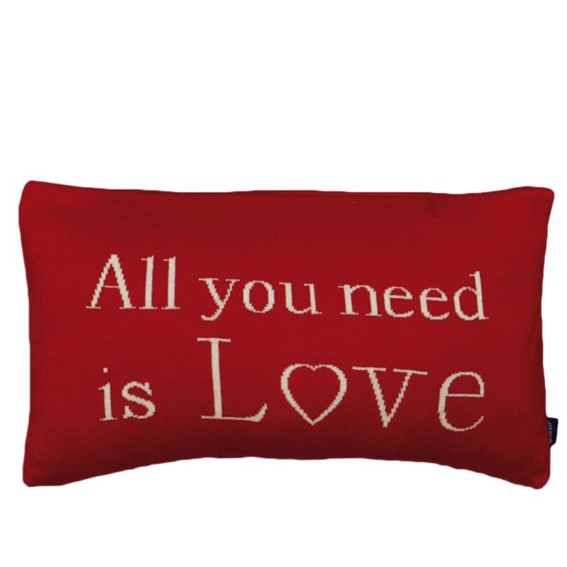 Dekoračný návlek pletený DESIGN all you need is love červená