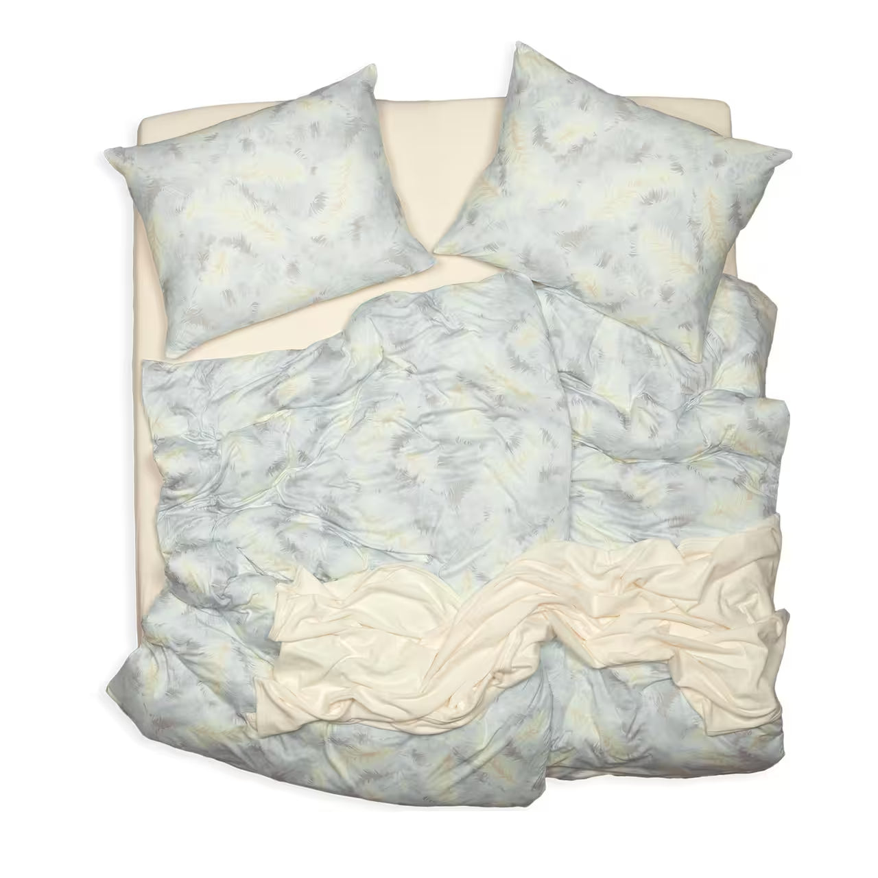 Obliečky JERSEY perie sivá smotanová