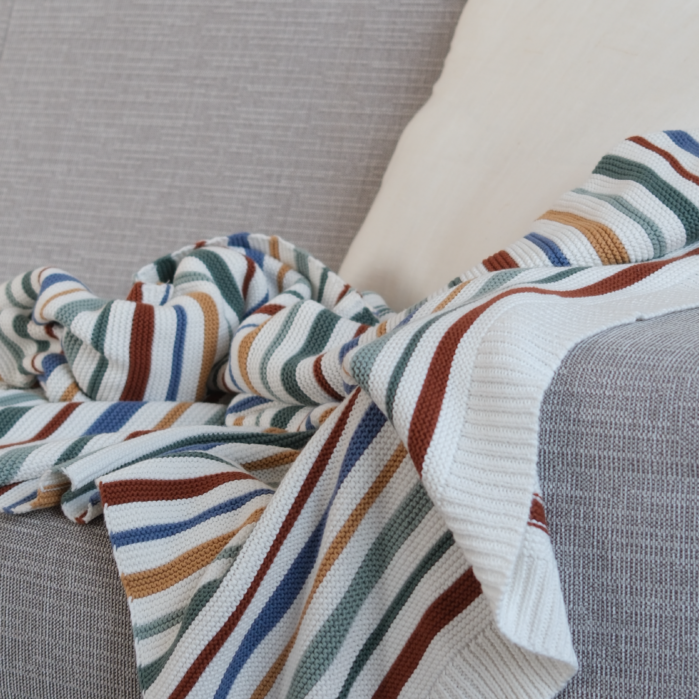 Deka pletená RIB pruhy multi