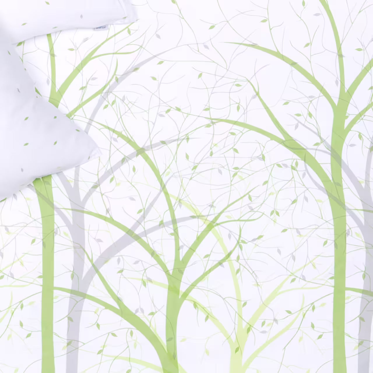 Obliečky SATÉN DESIGN stromy biela zelená