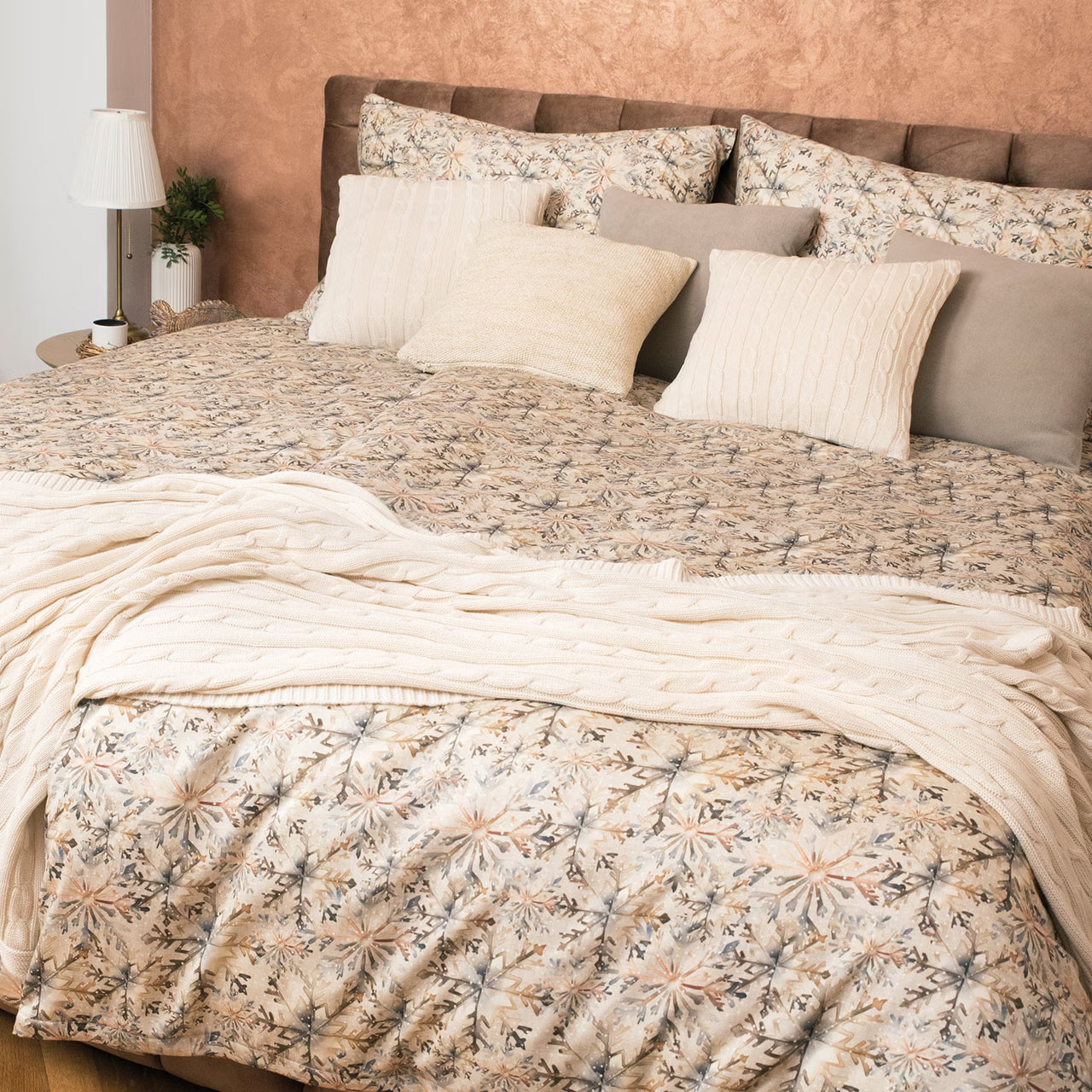 Obliečky SATÉN DESIGN vločky béžová