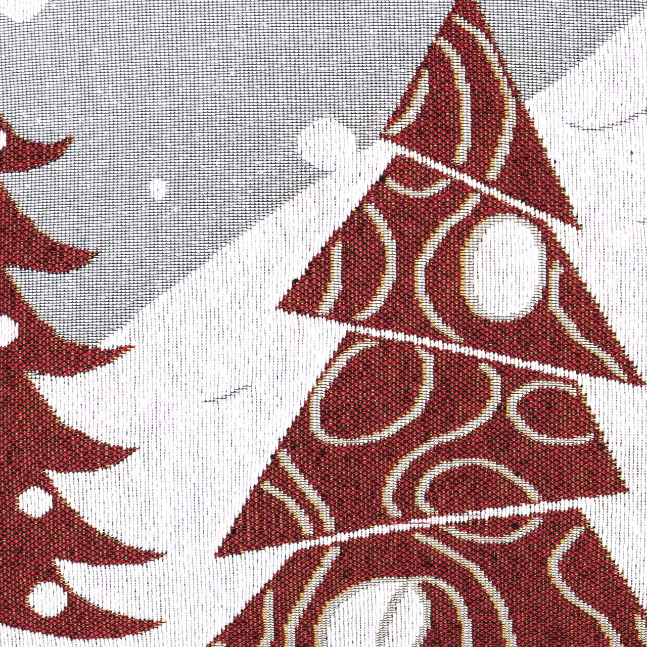 Dekoračný návlek MOTIV stromy a vločky biela červená