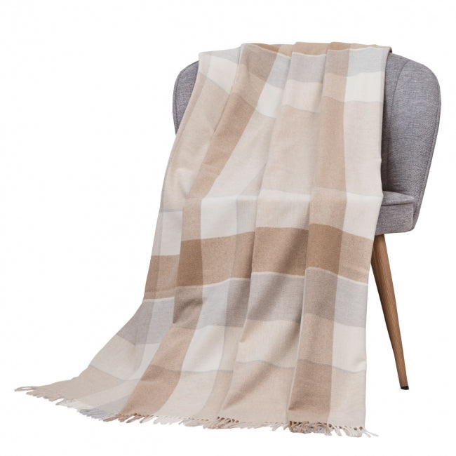 Deka vlnená DELI WOOL kocka sivá béžová