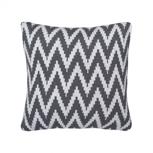 Dekoračný návlek pletený DESIGN zik zak tmavá sivá biela