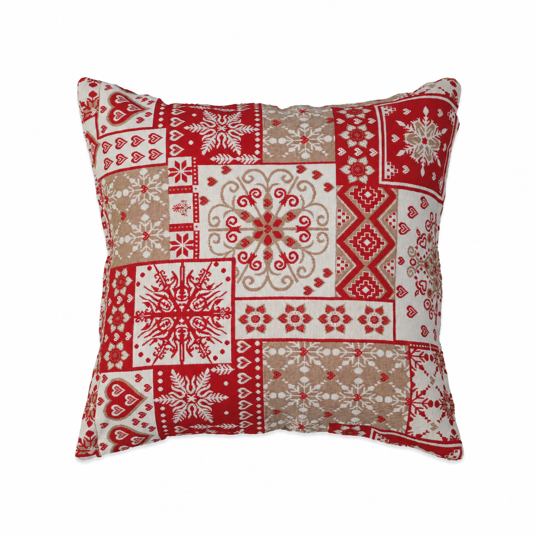Dekoračný návlek MOTIV patchwork červená béžová