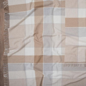 Deka vlnená DELI WOOL kocka sivá béžová