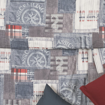 Obliečky KLASIK DESIGN denim modrá sivá
