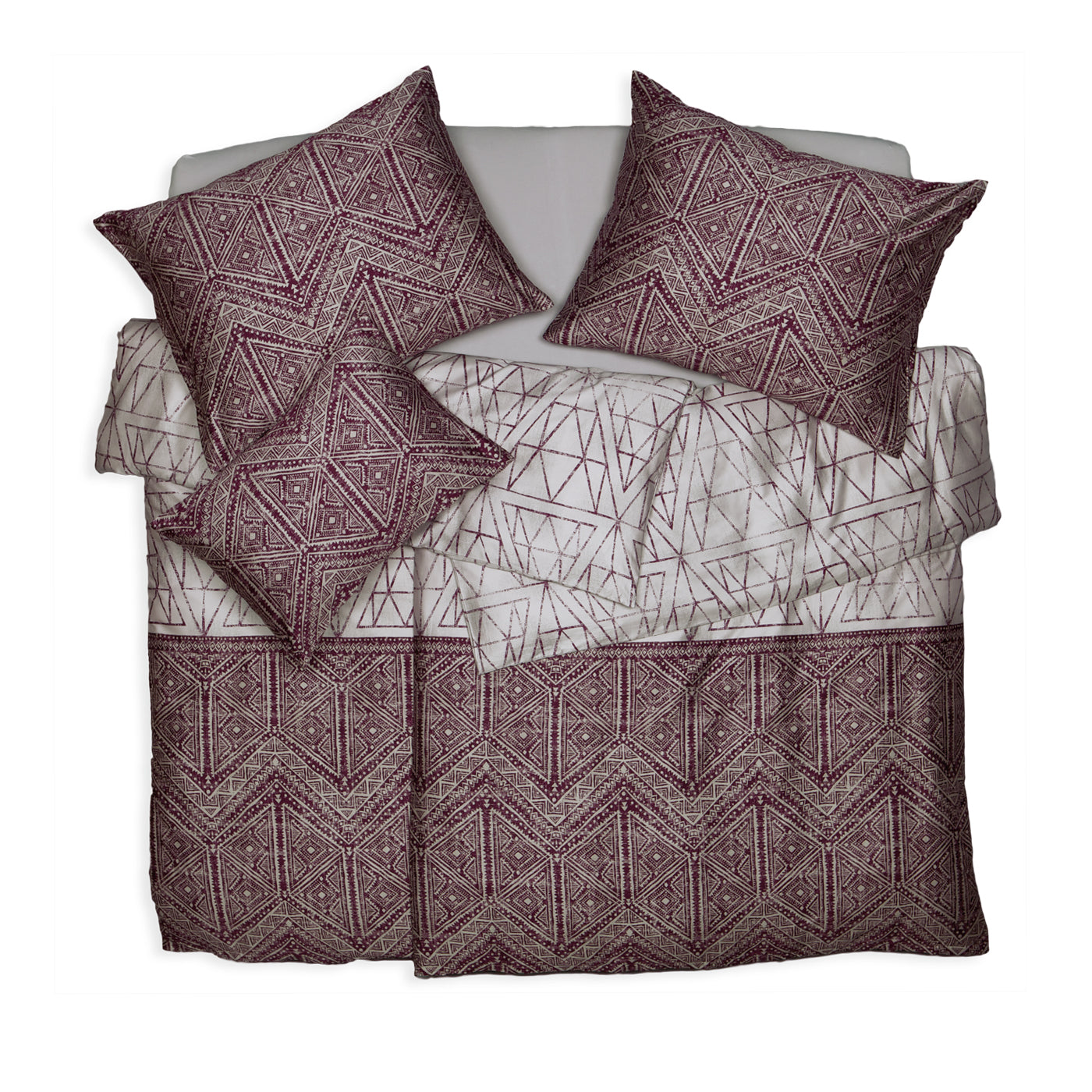 Obliečky SATÉN DESIGN freska béžovo vínová