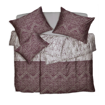 Obliečky SATÉN DESIGN freska béžovo vínová