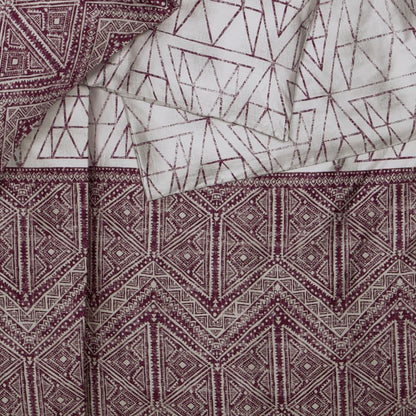 Obliečky SATÉN DESIGN freska béžovo vínová