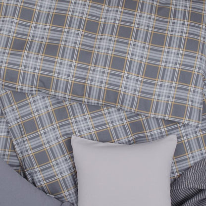 Obliečky KLASIK káro sivá žltá