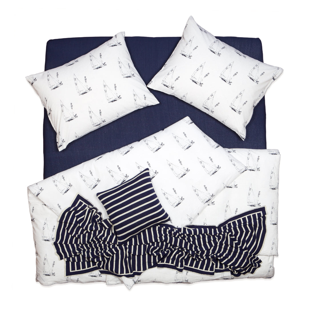 Obliečky KLASIK lode biela modrá