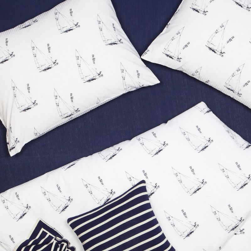 Obliečky KLASIK lode biela modrá