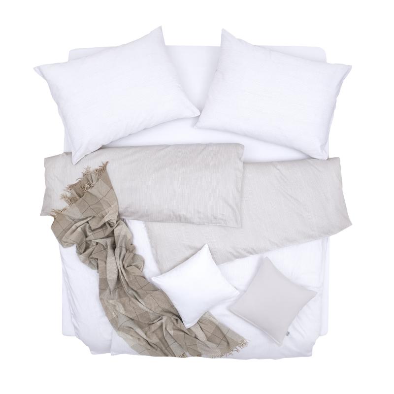 Obliečky SATÉN PLUS dobby linky biela béžová