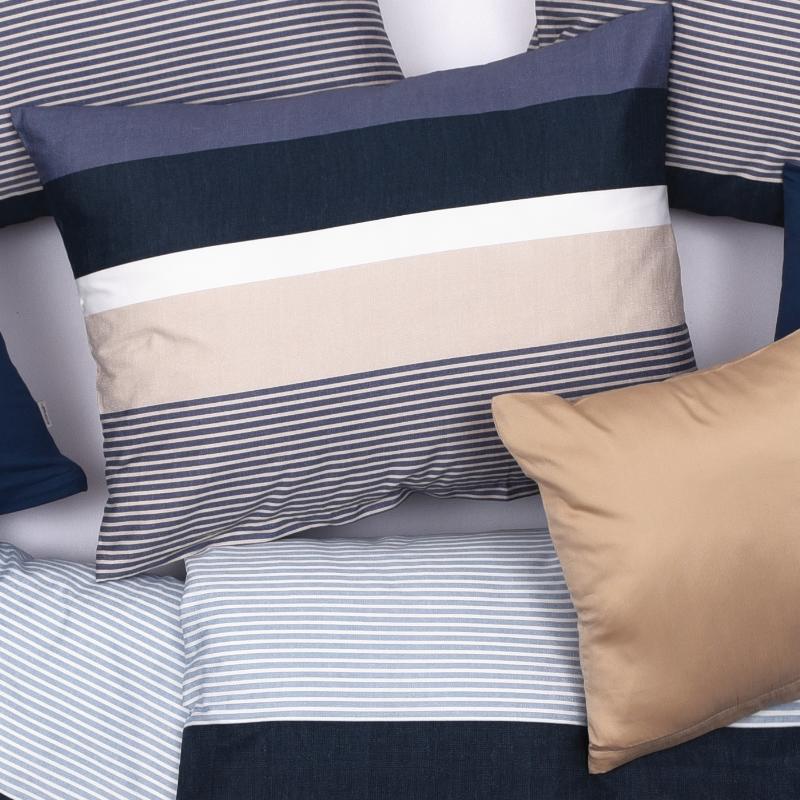 Obliečky KLASIK pruhy modrá béžová