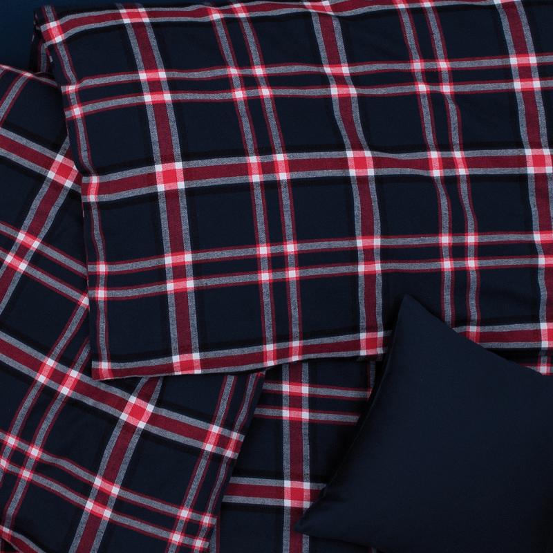 Obliečky FLANEL káro basic modrá červená