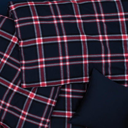 Obliečky FLANEL káro basic modrá červená