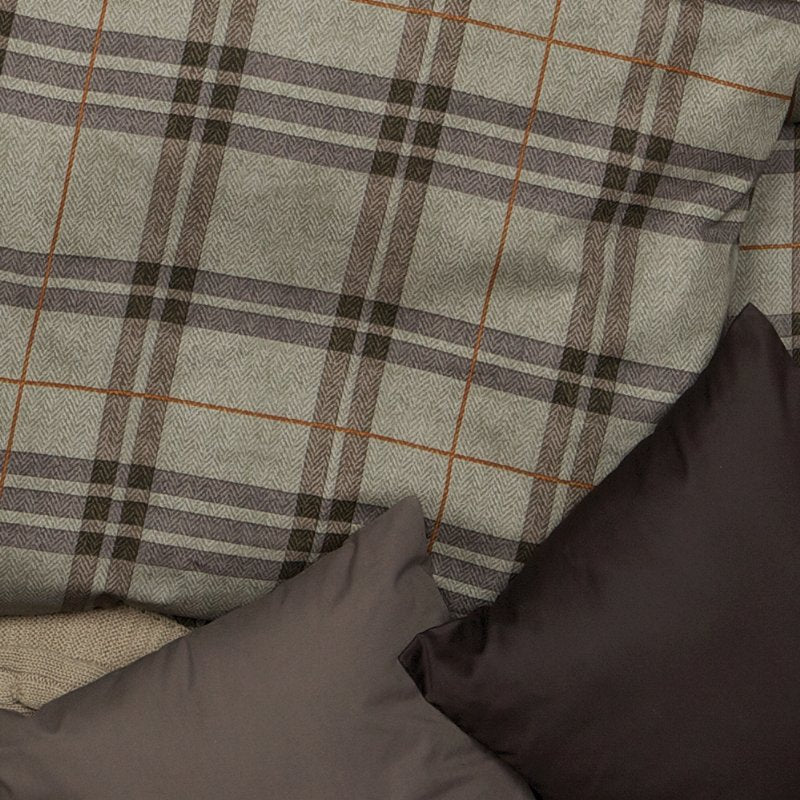 Obliečky SATÉN PLUS káro khaki sivá