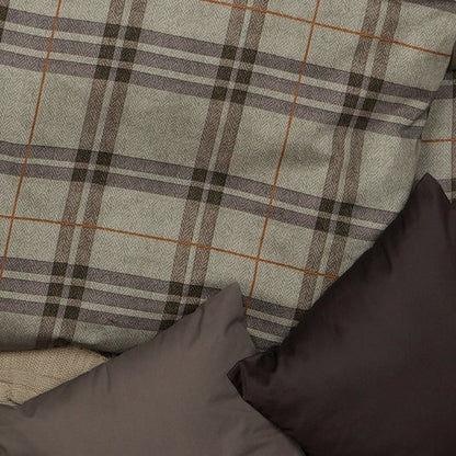 Obliečky SATÉN PLUS káro khaki sivá