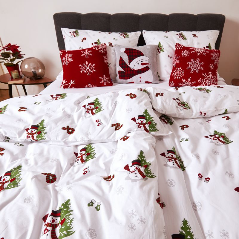 Obliečky KLASIK snehuliak biela zelená