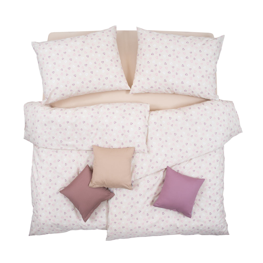 Obliečky KLASIK SOFT srdiečka béžová ružová