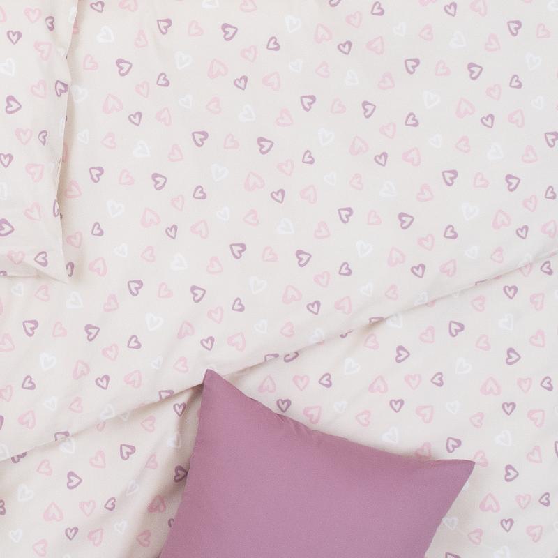 Obliečky KLASIK SOFT srdiečka béžová ružová