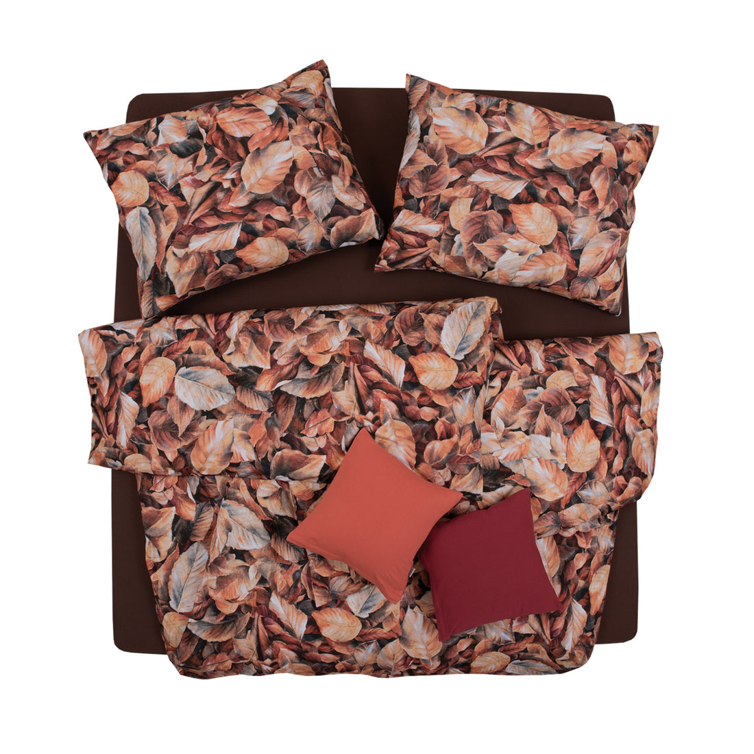 Obliečky ART JERSEY leaves hrdzavá