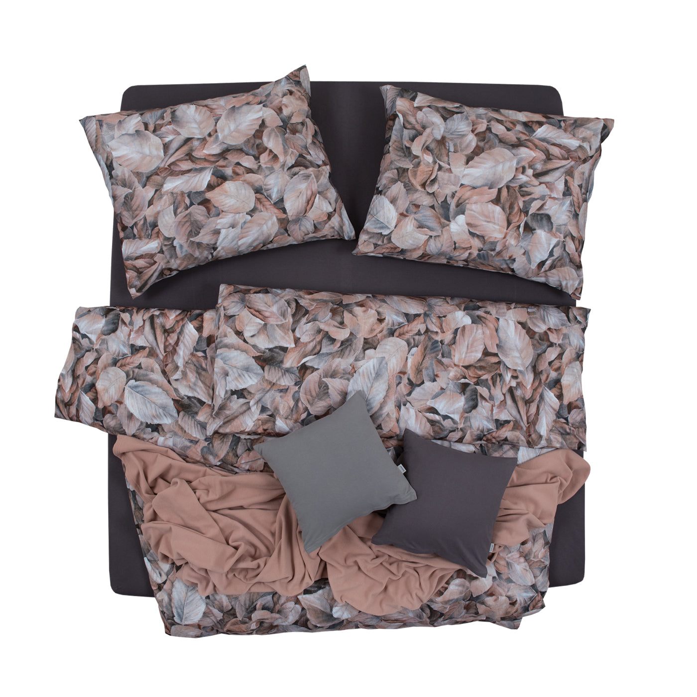 Obliečky ART JERSEY leaves sivá béžová