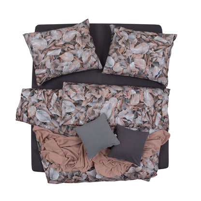 Obliečky ART JERSEY leaves sivá béžová