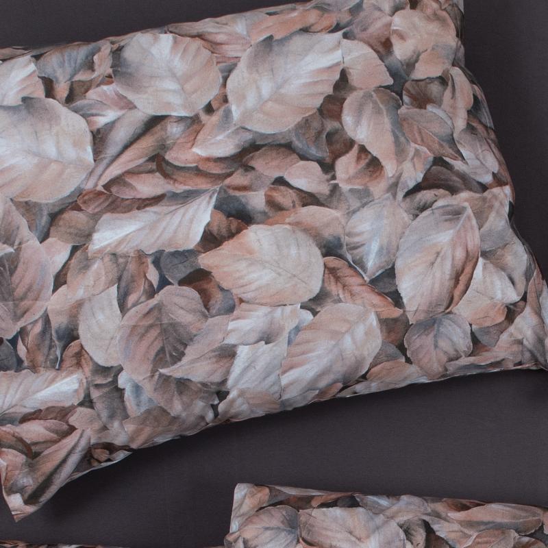 Obliečky ART JERSEY leaves sivá béžová
