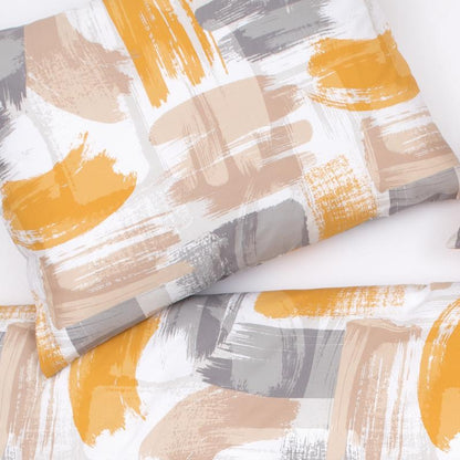 Obliečky SATÉN DESIGN brush sivá žltá