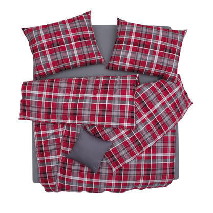 Obliečky KLASIK kocka červená sivá