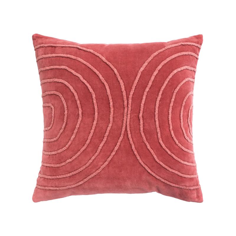 Dekoračný návlek COTTON VELVET polkruhy tehlová