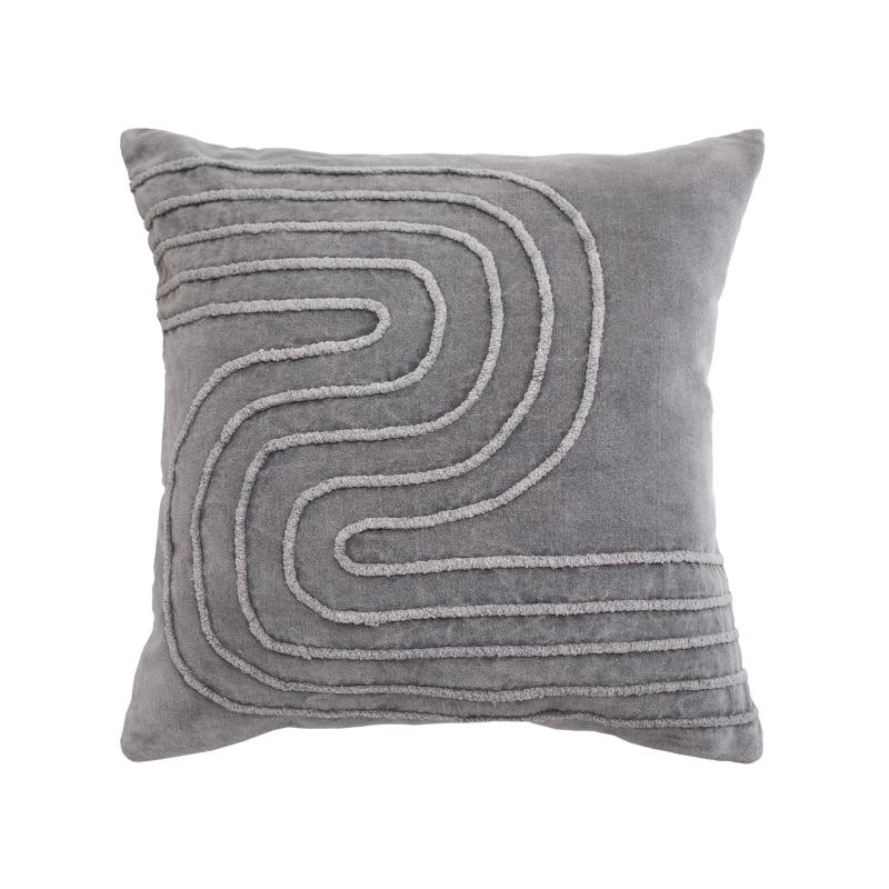 Dekoračný návlek COTTON VELVET krivky sivá