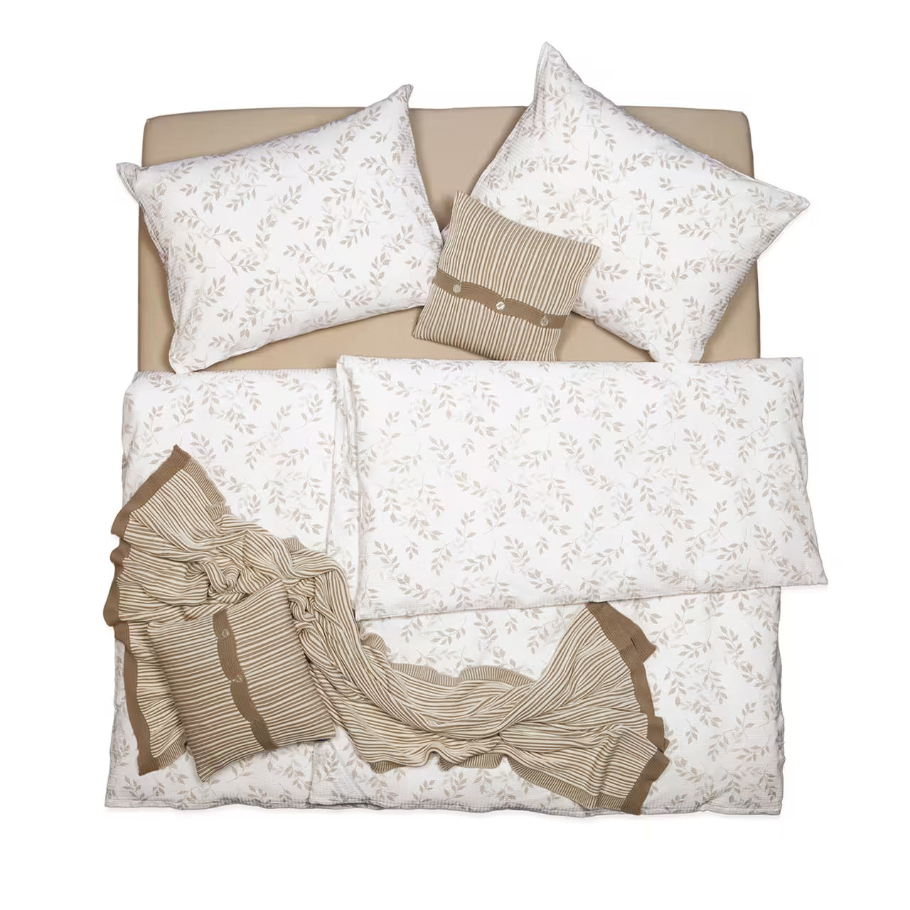 Obliečky KREP vetvičky smotanová béžová