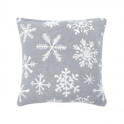 Dekoračný návlek WINTER vločky sivá biela