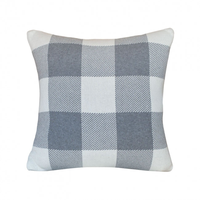 Dekoračný návlek pletený DESIGN kocky smotanová sivá