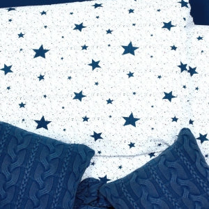 Obliečky KREP hviezdy biela modrá červená