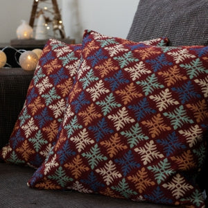 Dekoračný návlek MOTIV kosoštvorce vínová modrá