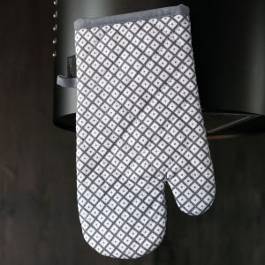Chňapka - rukavica DEKORO drobné káro biela sivá
